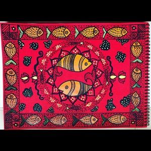 Madhubani artwork - Fishes THE MATSYA